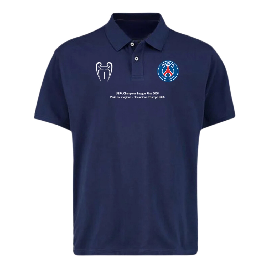 เสื้อโปโลถ้วย PSG champion C1 ในผ้าจระเข้ไม่ระบาย - Gokis shop เสื้อยืดคอปกผู้ชาย
