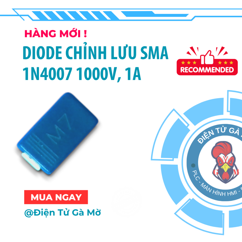 [2 CONS] Rectifier Diode Paste, 1N4007 M7 1000V, 1A SMA นําเข้าใหม่