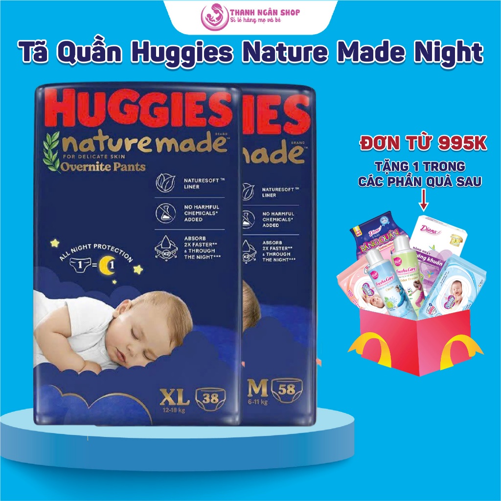Huggies Premium Night Diaper Pants Size M58 L44 XL38 XXL26 - Huggies Nature made Diaper Pants - Than