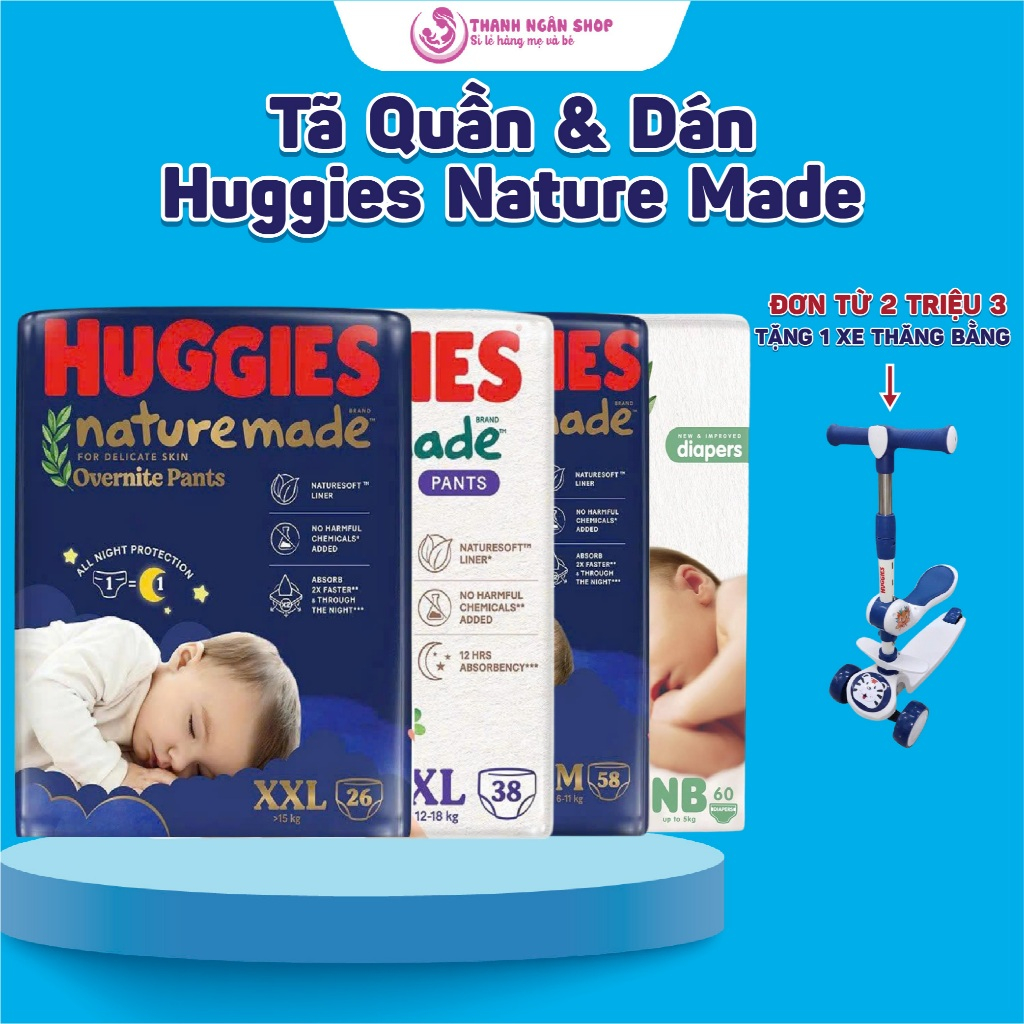 QT Diapers / Huggies Nature made Diapers - Premium OVN Nature made Night Diapers - ผ้าอ้อม Huggies ส