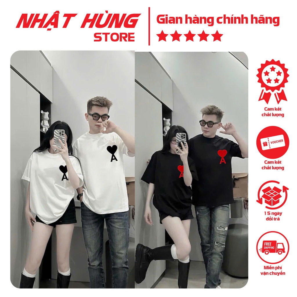 HEART A เสื้อยืดสําหรับคู่รัก เสื้อคู่รัก เด็กผู้หญิง เด็กผู้ชาย เสื้อยืดครอบครัว แบรนด์ Nhat Hung N