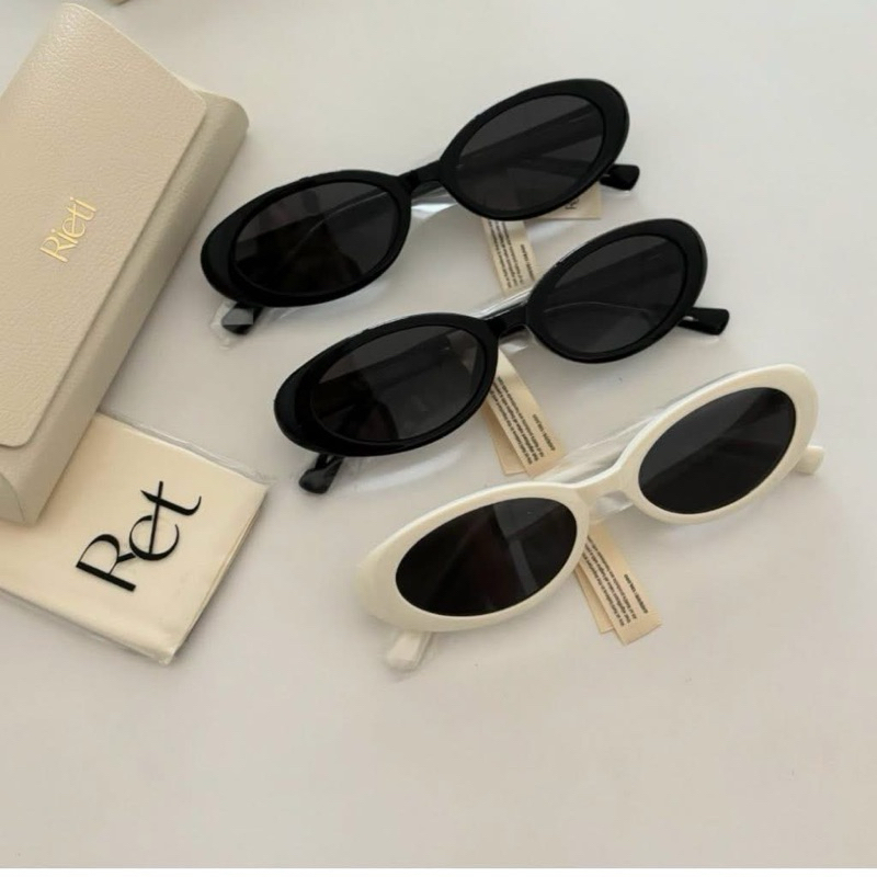 แว่นตา RIETI ในประเทศเกาหลี Otello black & beige เคสหนังและผ้าพันคอแท็ก