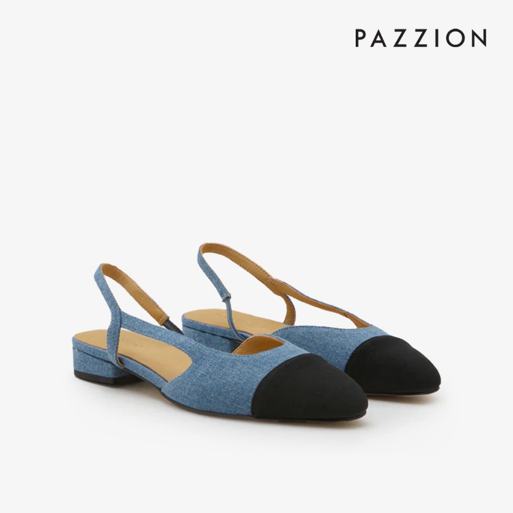 PAZZION Blythe Denim Contrast Toe Cap Flats