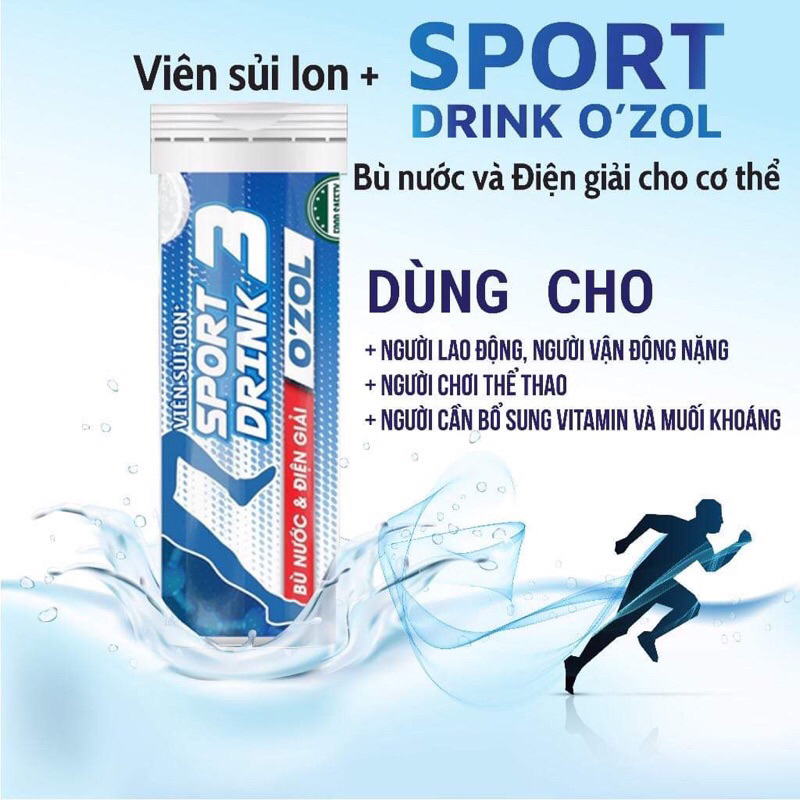 [2 รสชาติ] ION+ Sport Drink OZOL เม็ดฟู่ Rehydrate Electrolytes เพิ่มความอดทนเมื่อเล่นกีฬา วิ่ง ฟุตบ