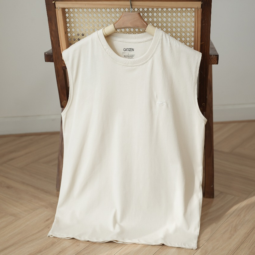 เสื้อกล้ามซับยืดผู้ชาย TANKTOP เสื้อใต้วงแขนผู้ชายทําจากผ้าฝ้ายผ้ากีฬายิมคุณภาพสูง - CATIZEN