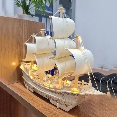 ของเล่นปริศนา 3 มิติ Merchanant Boat รุ่น WP-168- มาพร้อมไฟ LED