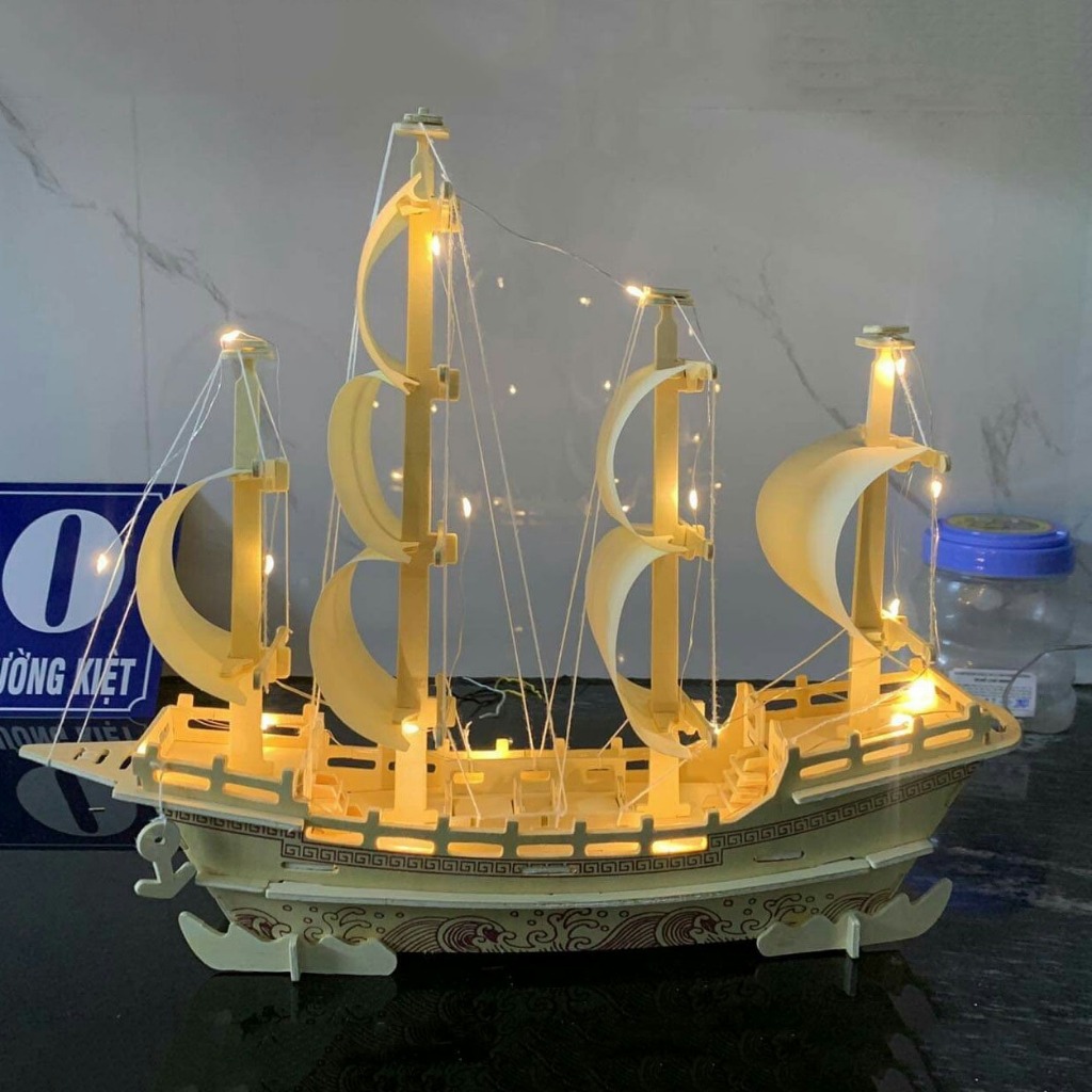 ของเล่นปริศนา 3 มิติ Merchanant Boat รุ่น WP-168- มาพร้อมไฟ LED