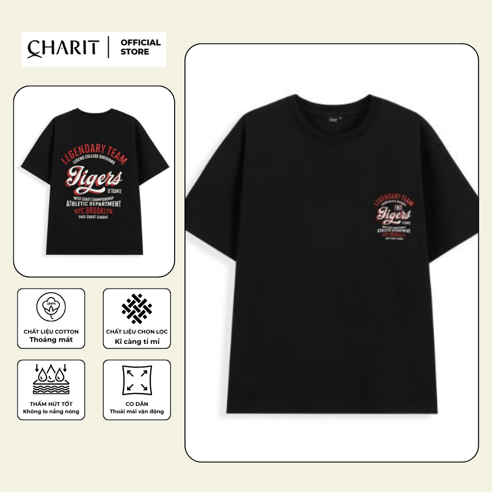 เสื้อยืด Unisex สําหรับผู้ชายและผู้หญิง พิมพ์ลาย STESSWEAR TIGERS ผ้าคอตตอน 100% - BOONE - BNE00235