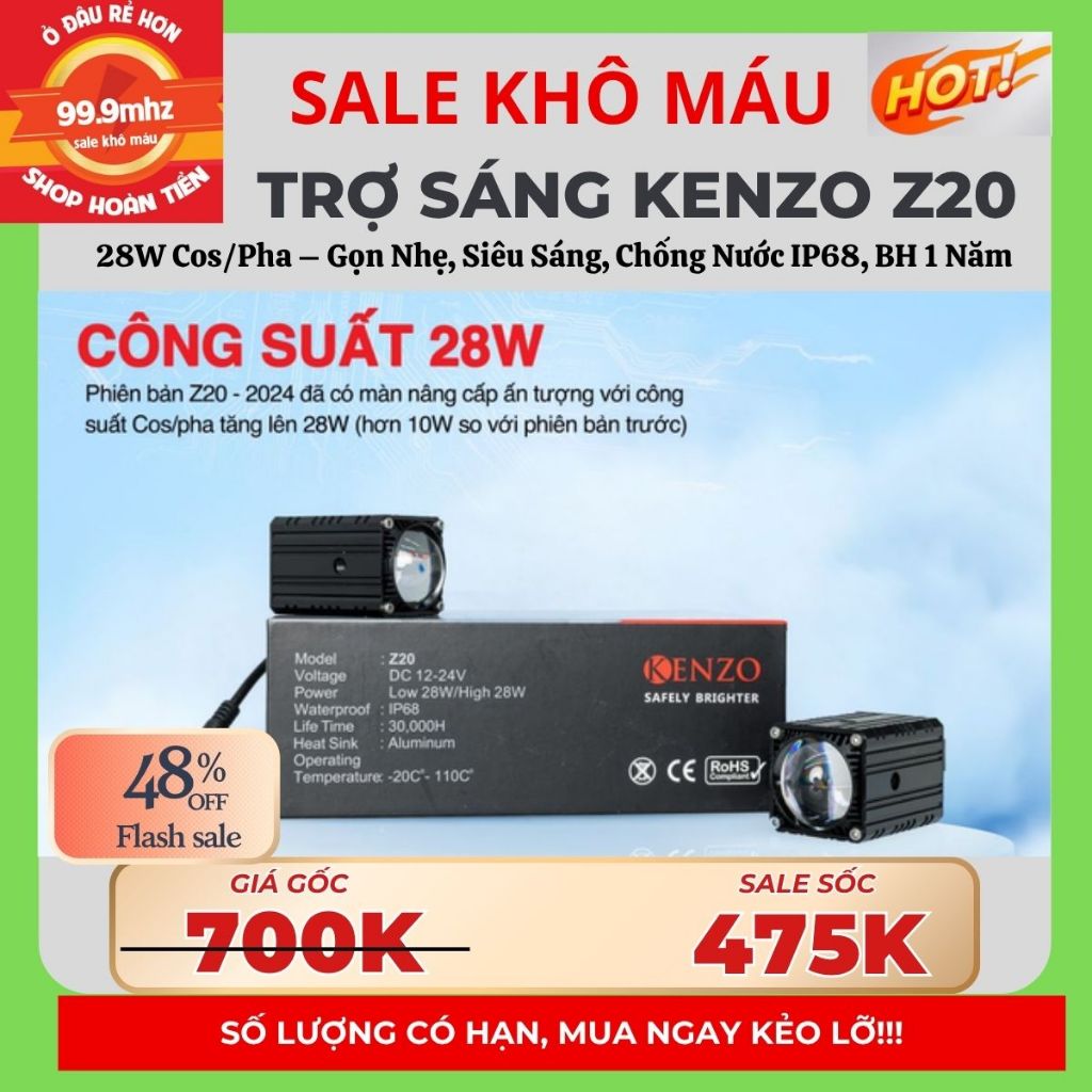 Kenzo Z20/X100 V2 Mini Ball Bearing Spotlight – 28W Super Bright | โหมด Cos/Phase 2 โหมด | IP68 ของแ