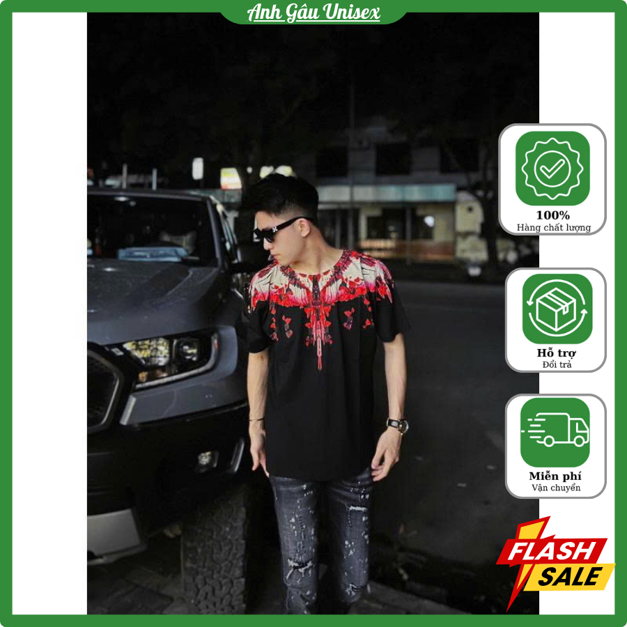 เสื้อยืดผู้ชาย Red Phoenix Wing ผ้าฝ้ายฤดูร้อนเย็น