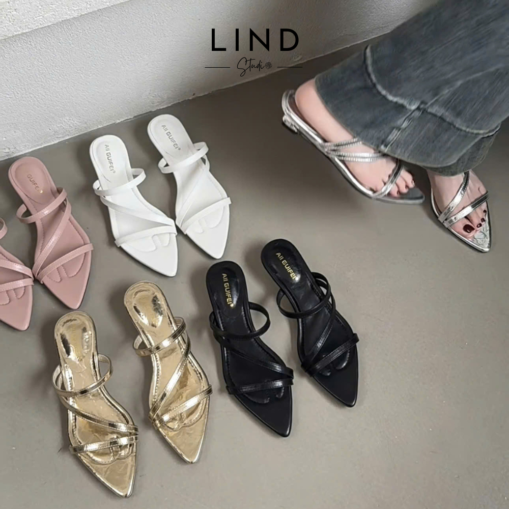 รองเท้าแตะสายรัดบางหัวแหลม 3p สุดหรู 2025 AllGuifei - Standard Form - D119 - ภาพถ่ายจริง - รองเท้า L