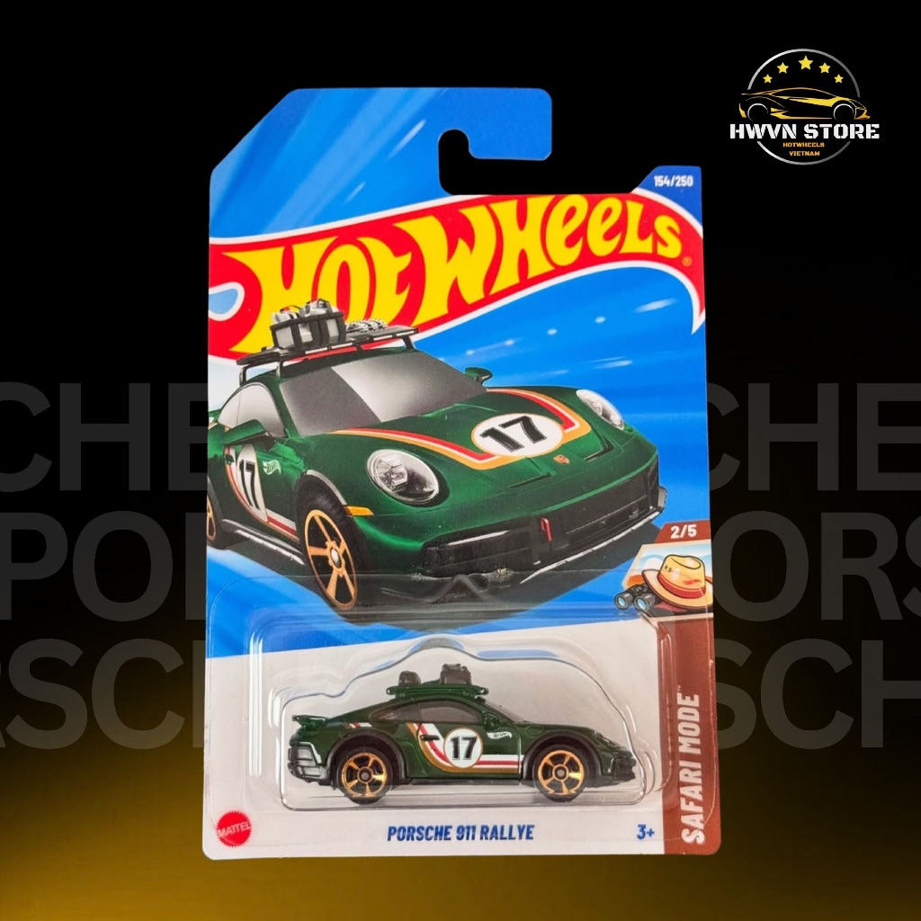 Green Hotwheels Porsche 911 Rallye Model Car