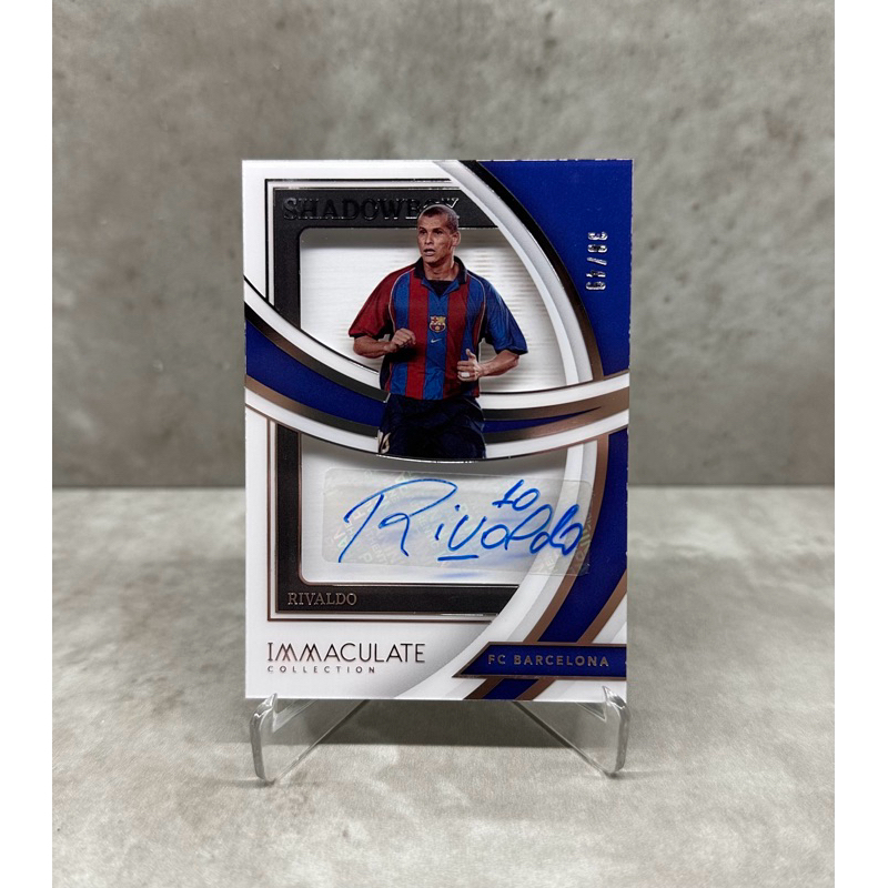 [อัตโนมัติ] การ์ดลายเซ็นนักฟุตบอล Rivaldo Immaculate Panini - Barcelona /49