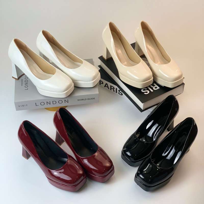 รองเท้าส้นสูง VYARA - นิ้วเท้าสี่เหลี่ยมพื้นรองเท้าคู่ 9p หรูหรา[GVNDV]