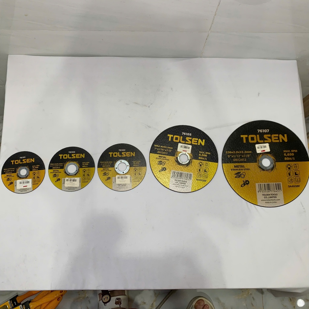 IRON CUTTING STONE & สแตนเลส 105mm-115mm-125mm-180mm-230mm-Tolsen 76101-76102-76103-76105-76107