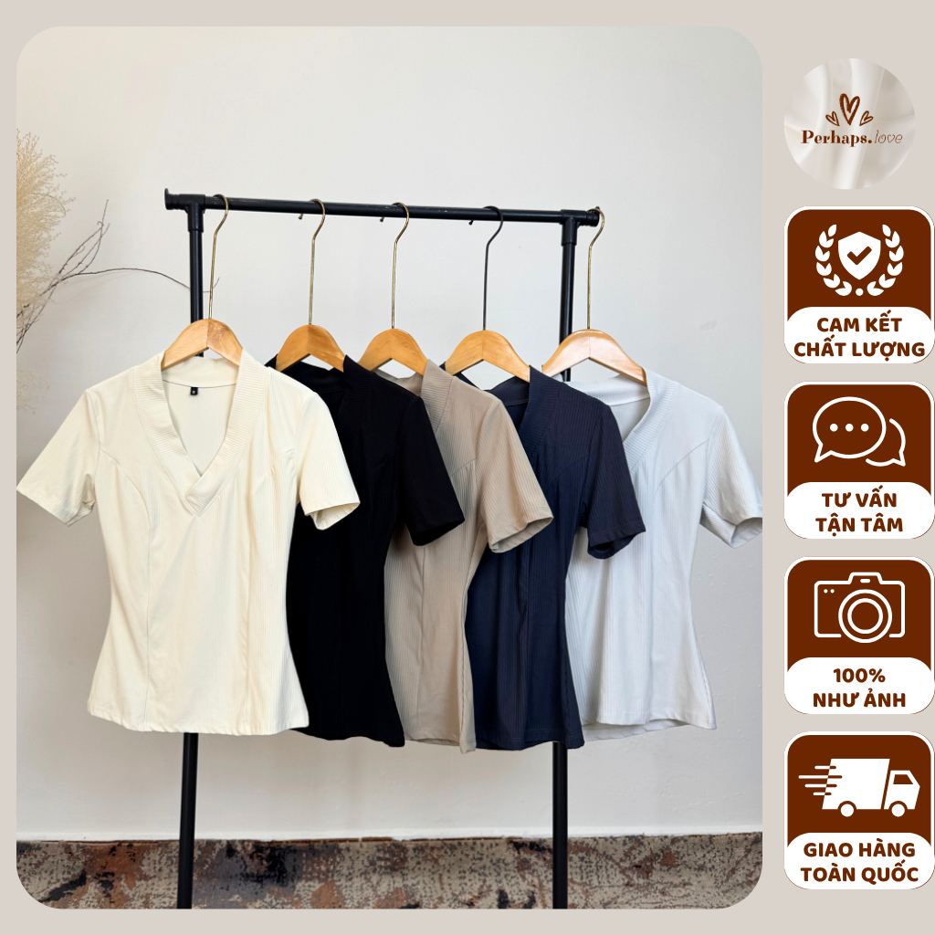 เสื้อยืดคอเต่าผู้หญิง Cool Ribbed สําหรับฤดูร้อน ยืด และ Flattering Hot Trend Style Basic Perhaps.Lo