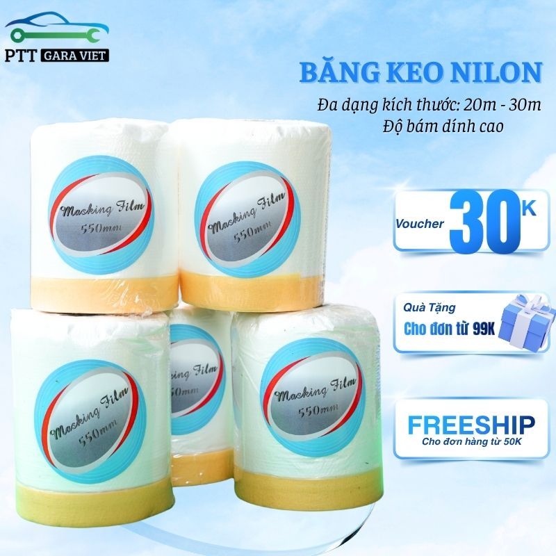 เทปปิดกั้นสีไนลอน 0.55mx30m – แผ่นปิดสี กันฝุ่น กาวไม่ทิ้ง – PTT GARAVIET