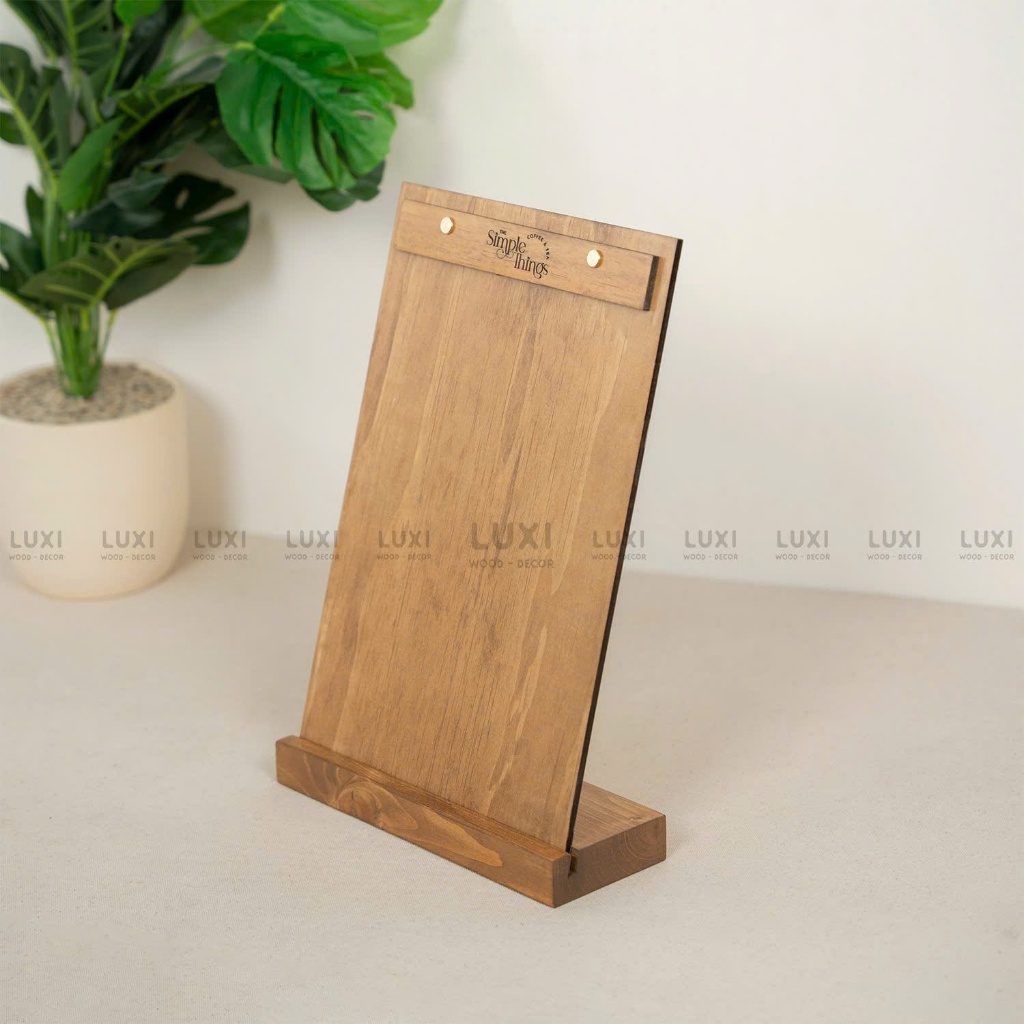 HCM l WOODEN COVER WITH COPPER SCREW MENU Clamp - THREAD SCREW WITH TORN BASE (ฟรีโลโก้ ENGRAVING ON