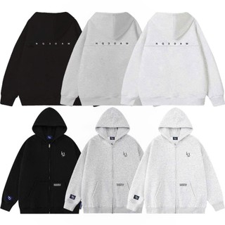 Áo Khoác Hoodie Zip Nỉ Cotton Thêu Nổi NQ30 AM Form Boxy Nam Nữ Unisex