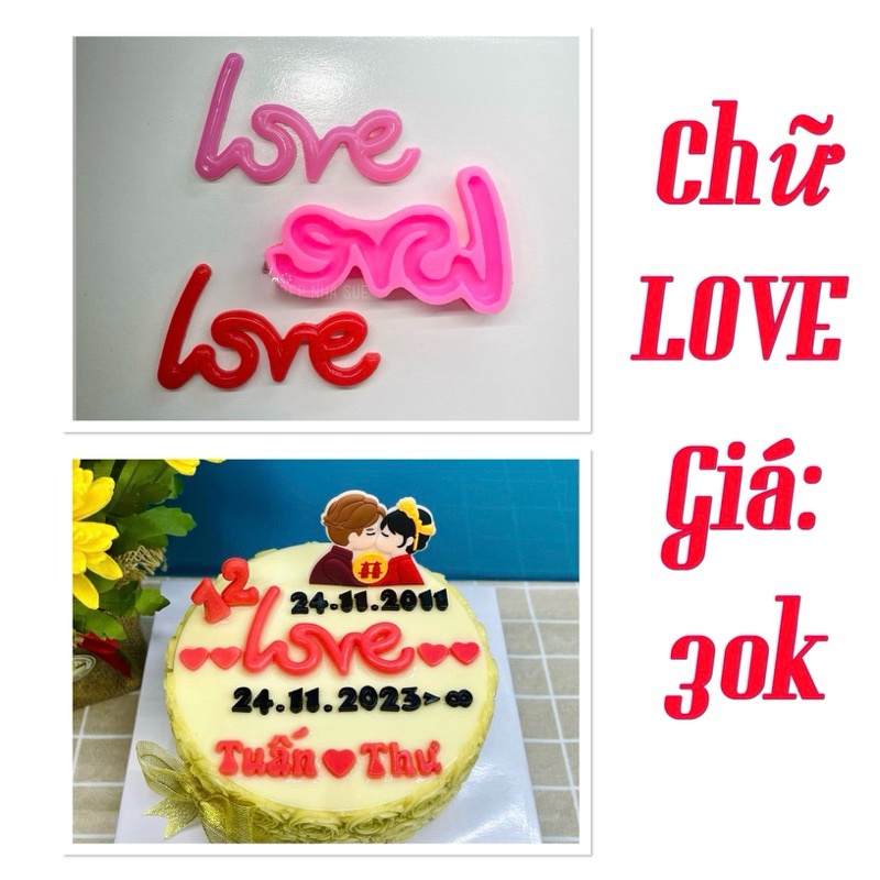 แม่พิมพ์ซิลิโคนสีชมพูรูปเหมือน LOVE - R44