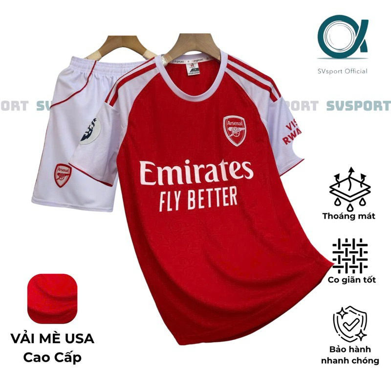ASENAL RED SESAME FABRIC USA ชุดฟุตบอลพร้อมโลโก้ EMBROIDERED คุณภาพสูง I Top Sport