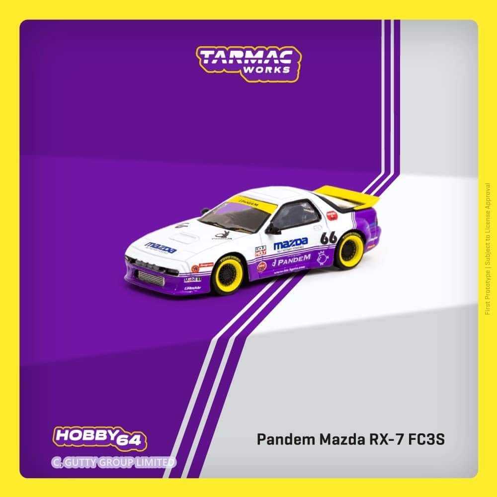TARMAC WORKS 1:64 MODEL - Pandem Mazda RX-7 FC3S สีขาว/ม่วง