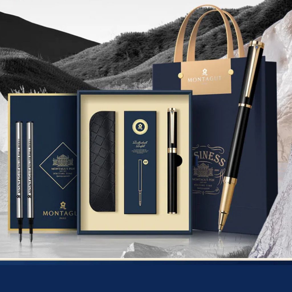 คุณภาพสูง ปากกาลายเซ็น Montagut 702, ฟรีปากกาป้าย NAME ENGRAVED บนโลโก้ REQUEST ENGRAVING - กล่องเต็