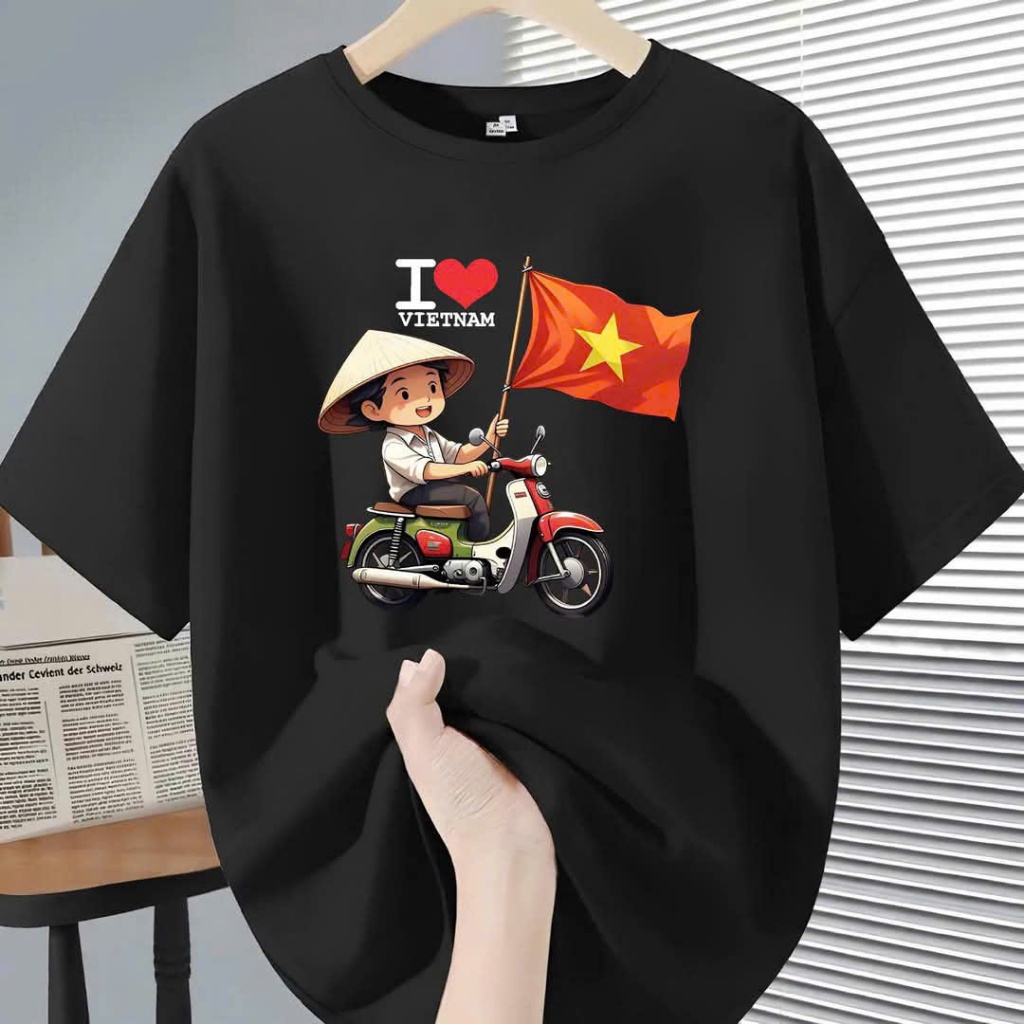 เสื้อยืด I LOVE VIETNAM รุ่นใหม่ 2025 ผ้าคอตตอนเนื้อนุ่ม ทุกขนาด 5-100kg - GI LINH UNIFORM