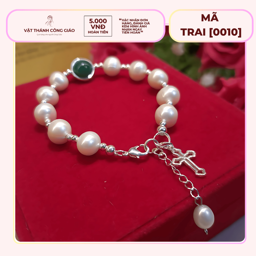 [ของขวัญที่มีความหมาย] สร้อยข้อมือและกําไลลูกประคําชายสีขาวผสมเงิน ส925 | นักบุญคาทอลิก