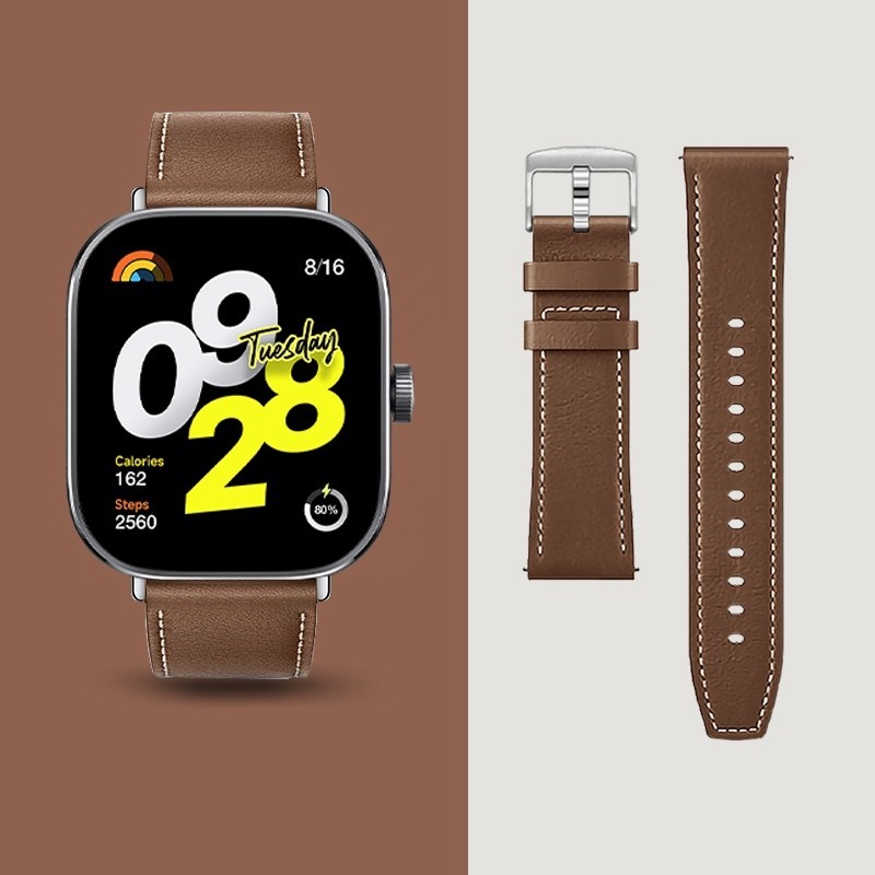 สายหนังสําหรับนาฬิกาอัจฉริยะ Red-mi Watch 4, Red-mi Watch 5, Mi band 8 Pro - สาย 22mm