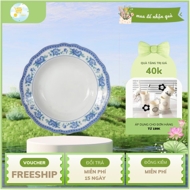 จานลึก 7 A7201 Ck Green 0010 จานพอร์ซเลน จานอาหาร จาน Ck เคลือบสีขาว ดีไซน์สวย คุณภาพสูง Mta-Mart2