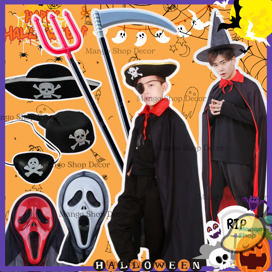ชุดเครื่องแต่งกายฮาโลวีนเสื้อคลุมติดตรีศูล Scythe Death Scythe