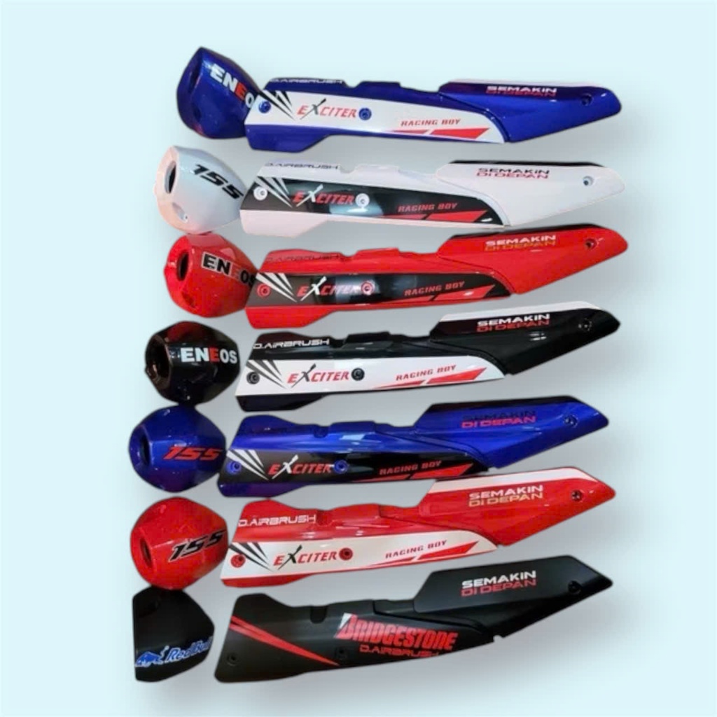 (ภาพจริง วิดีโอจริง) COMBO Muffler Cover + Muffler สําหรับ EXCITER 155 ทรงคาร์บอนและทุกสี