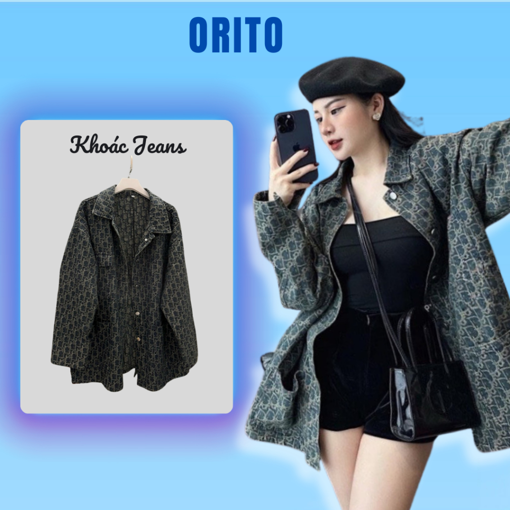 เสื้อแจ็คเก็ตยีนส์ O-Pattern ทรงหลวมสําหรับผู้หญิง เสื้อแจ็คเก็ต Demin สไตล์เกาหลี T033