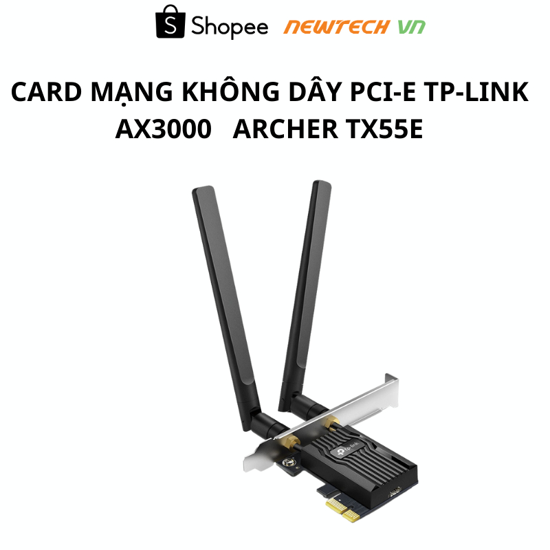 Tp-link Archer TX55E Bluetooth 5.2 Wi-Fi 6 AX3000 WiFi PCIe การ์ดอะแดปเตอร์, ครอบคลุมกว้าง BH24TH