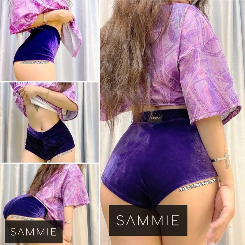 TWERK กํามะหยี่สีม่วง, นางรํา, rave, booty, กางเกง twerk กํามะหยี่สีม่วง - SAMMIE
