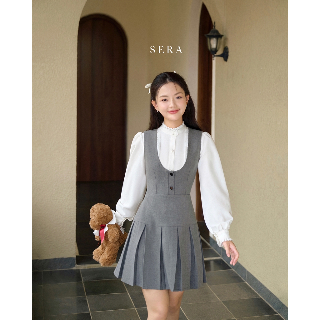 Sera - ชุดเสื้อชั้นในสตรีจับจีบ Syni และเสื้อเชิ้ตปกเชอร์รี่