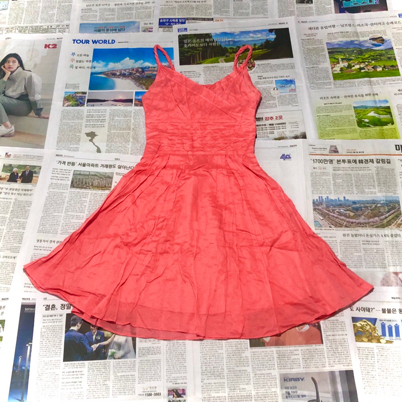 2s เดรสทูโทนผ่าอก ผ้าคอตตอนบาน แบรนด์ Ema inc มือ 2 made in Japan