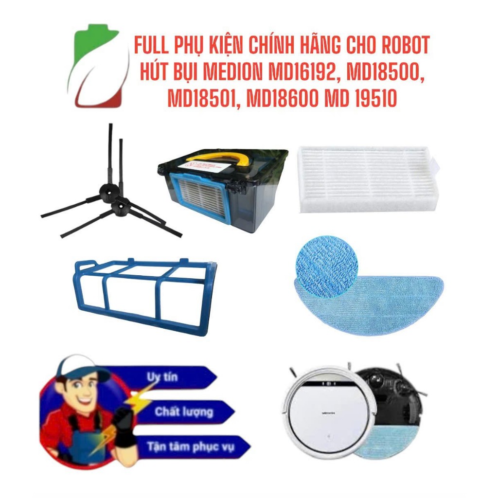 อุปกรณ์เสริมเต็มรูปแบบสําหรับ ROBOT VACUUM CLEANER MEDION MD16192, MD18500, MD18501, MD18600 MD 1951
