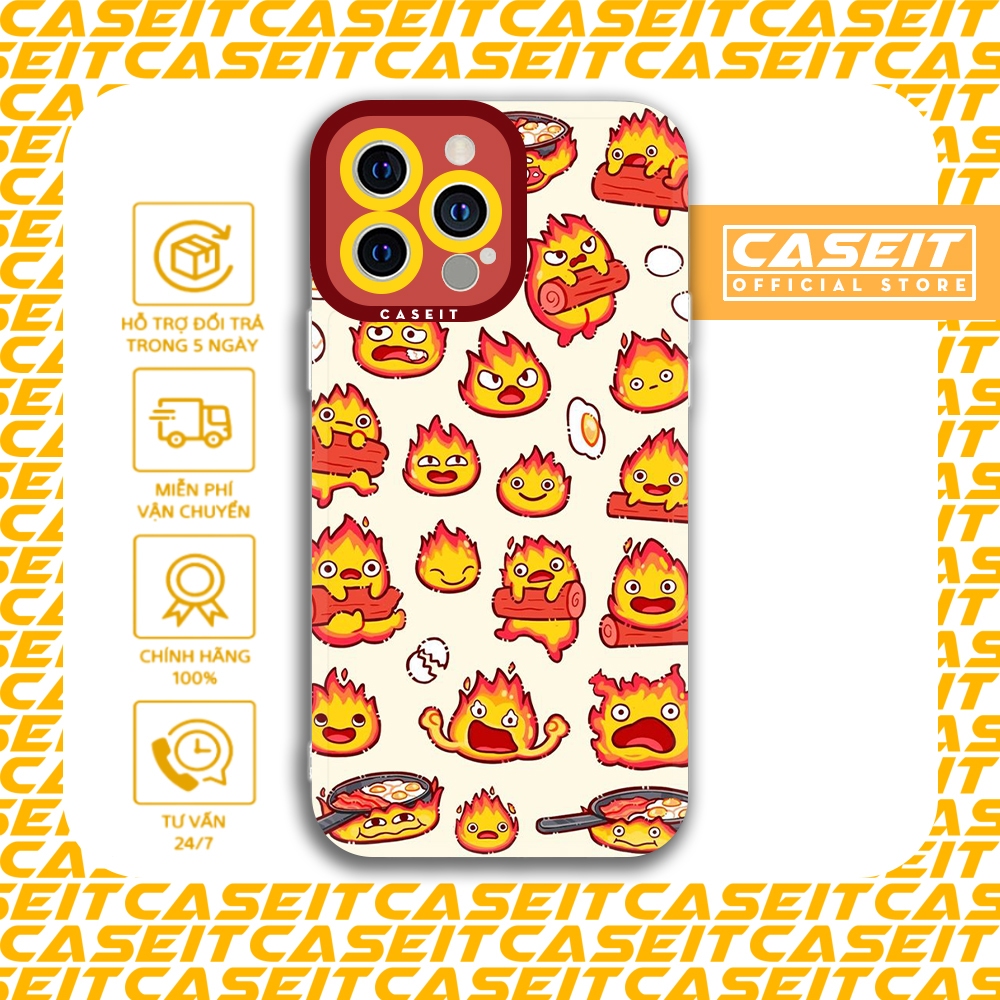 Caseit Fire Ghibli เคส iphone ขอบสี่เหลี่ยมอะนิเมะลายน่ารัก 8/8plus/x/xs/11/12/13/14/pro/max/plus/promax