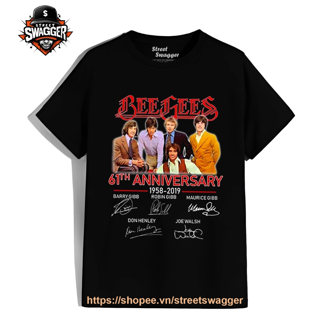 Bee Gees 61th Anniversary 1958 2019 เสื้อยืดผู้ชายและผู้หญิง Full Signature