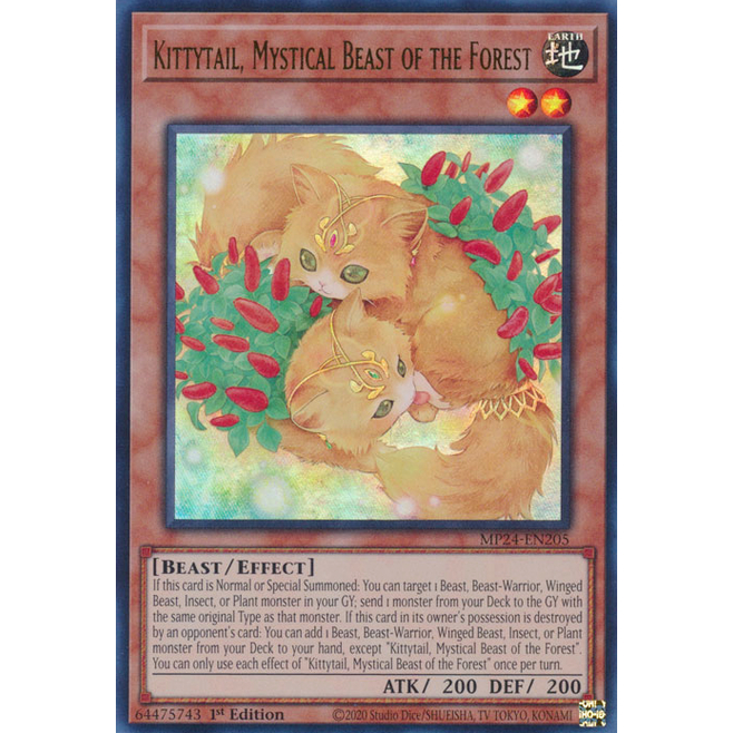YMS - [การ์ด Yugioh] - [TCG-UK] - MP24-EN205 - Kittytail สัตว์ลึกลับแห่งป่า - Ultra Rare 1st Edition