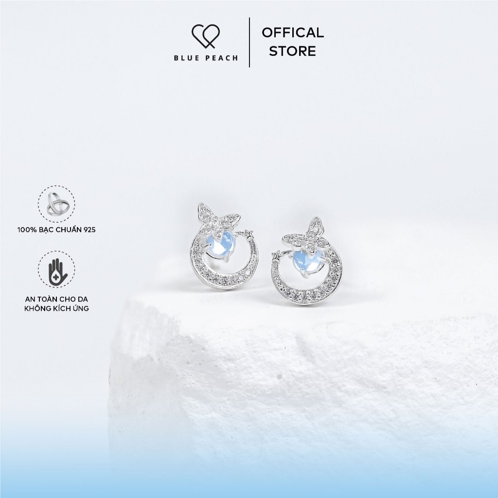 ต่างหูเงิน 925 Blue Peach KT ผีเสื้อ Moon Star KT734