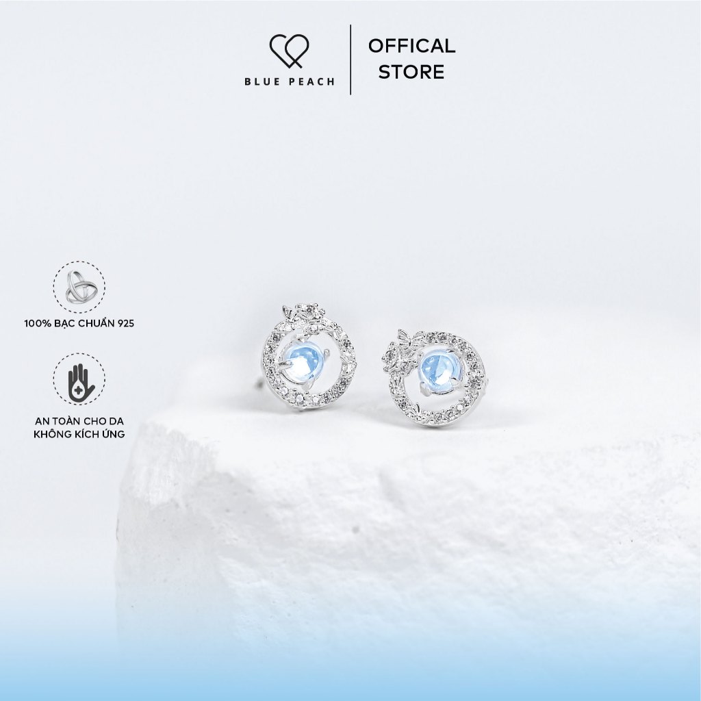 ต่างหูเงิน 925 ผีเสื้อ Blue Peach KT - Moonstone KT735