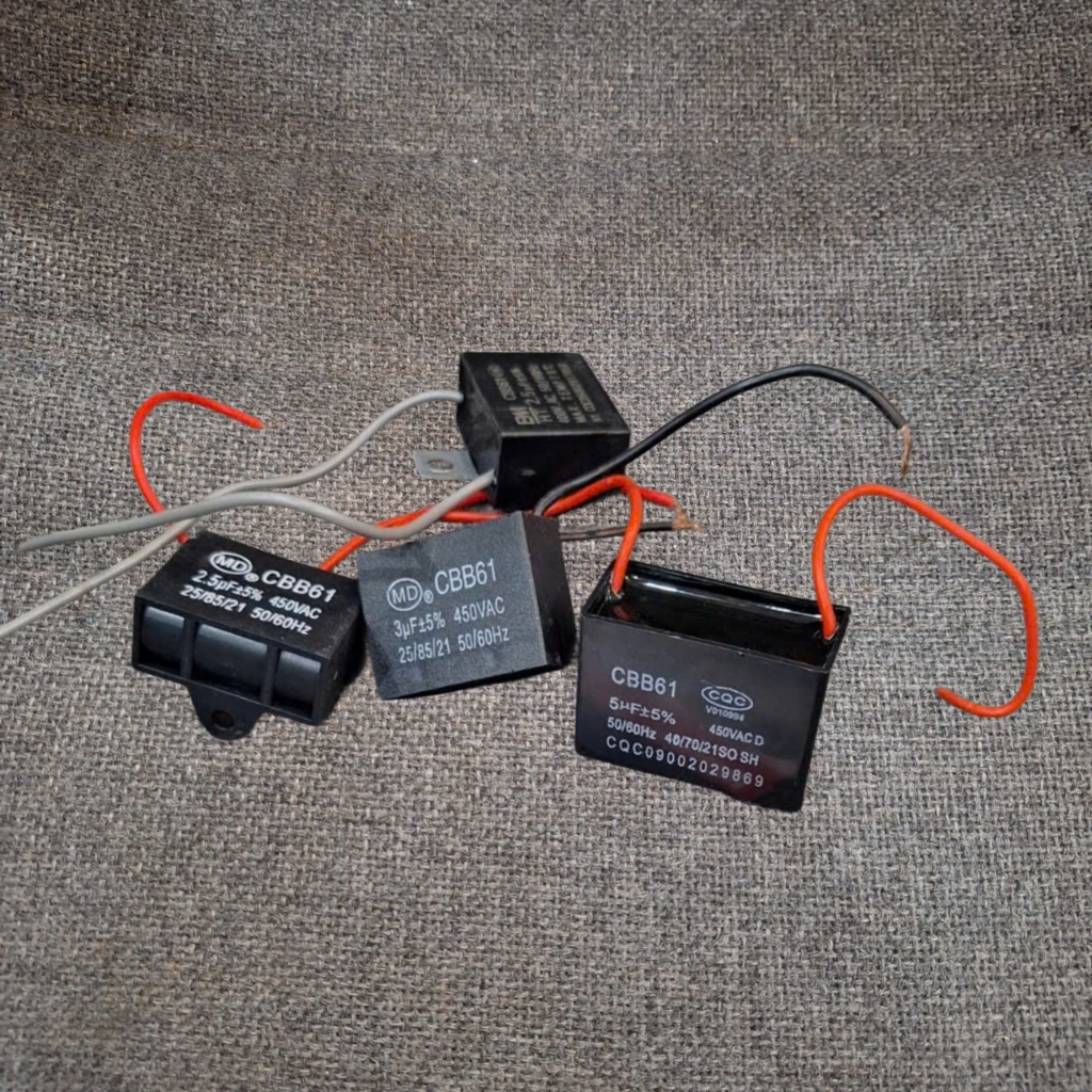 CBB61 ตัวเก็บประจุพัดลมสายไฟ 1.5uF 2uF 2.5uF 3uF