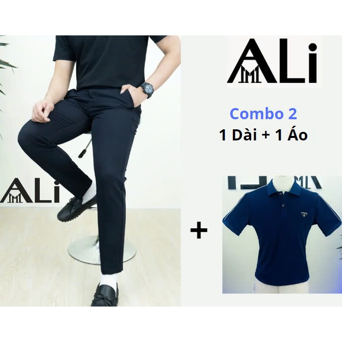 CODE:19 { BLUE PANTS + SHIRT COMBO } TROUSERS + BASIC Menswear เสื้อโปโลผู้ชาย COMBO