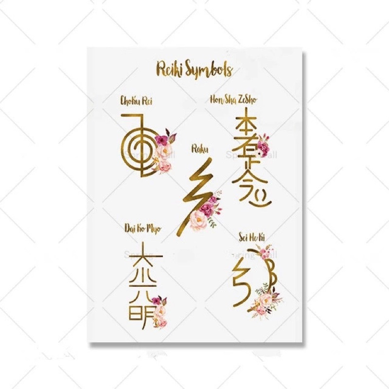 ภาพวาดผ้าใบของสัญลักษณ์ Reiki 5 ชิ้น 40x60 ซม. WITHOUT FRAME