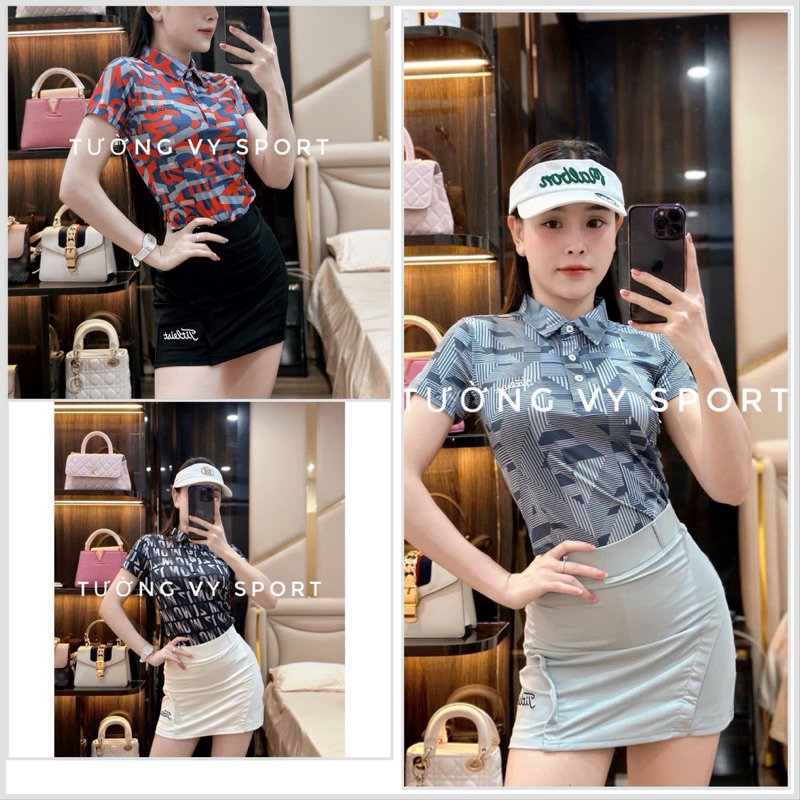 ชุดกีฬาผู้หญิงสําหรับเล่นกอล์ฟเทนนิสลูกผักดองผ้ายืดหยุ่นทรงสวยกระโปรงมีกางเกงด้านใน