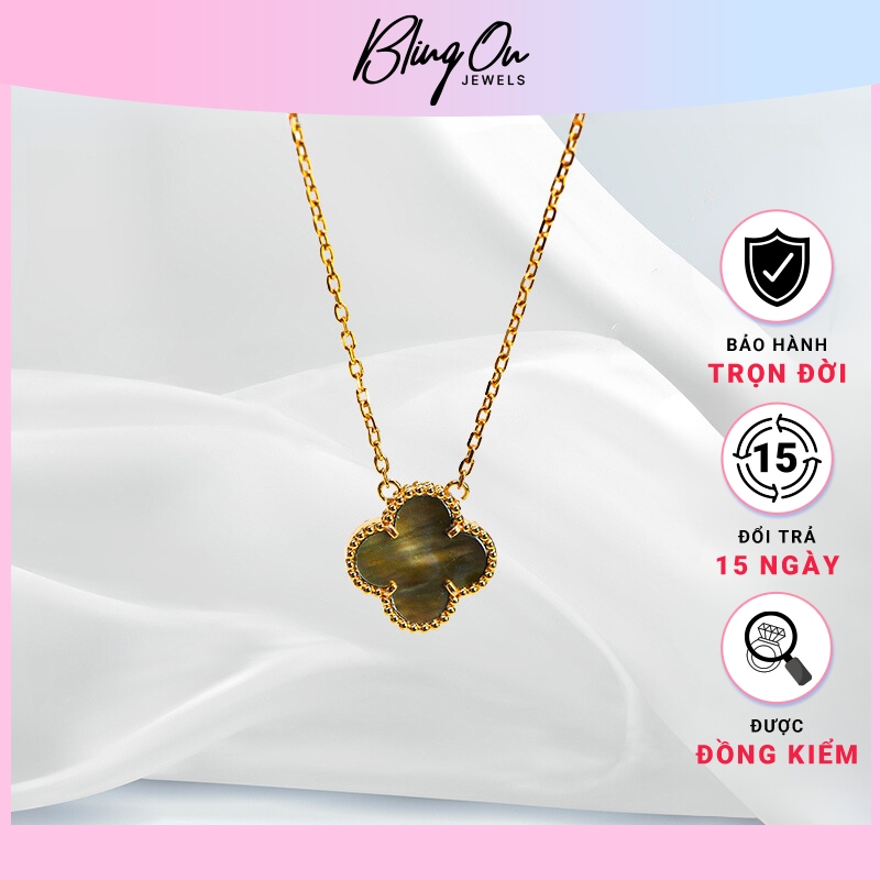 สร้อยคอผู้หญิง Dual Lucky Four Leaves Gold - สร้อยคอคุณภาพสูง 6403BP