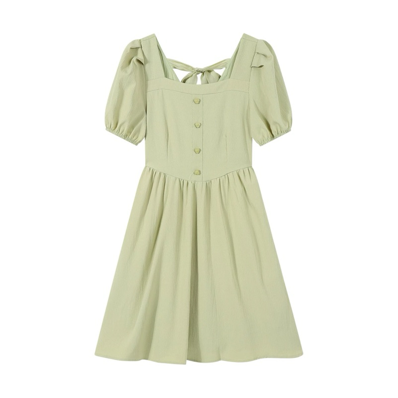 PASS BABYDOLL DRESS/เดรสแขนพองผูกโบว์ด้านหลัง SIZE SM TAOBAO